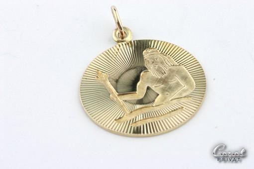 Poseidon Anhänger in 8kt. 333 Gelbgold Anhänger mit Poseidon Gravur