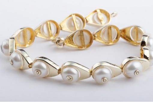 Perlen Armband mit Perle in aus 585 er Gelbgold Goldarmband