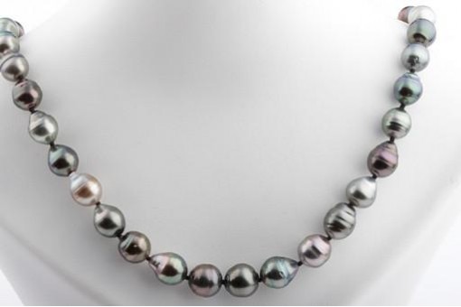 Perlenkette Collier mit Tahiti Perlen 8-10 mm 585 Gelbgold Länge 45cm 4900,-