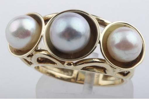 Perlen Ring in 585 er Gelbgold 14kt mit Perle Perlenringe pearls yellow gold