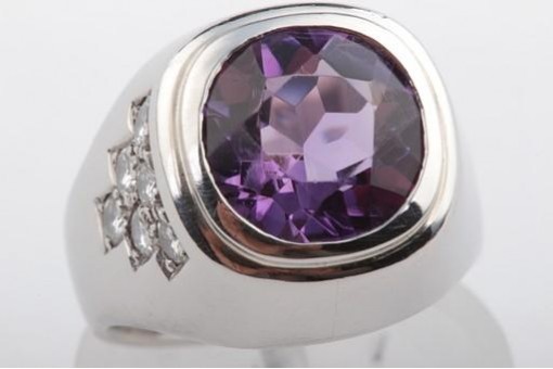 Amethyst Brillant Diamant Platinring Ring aus 950er Platin Platinringe mit