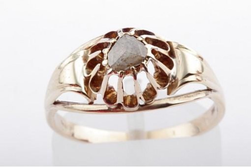 Diamant Ring antik Biedermeier mit Solitär Rosenschliff antike Ringe Gr58