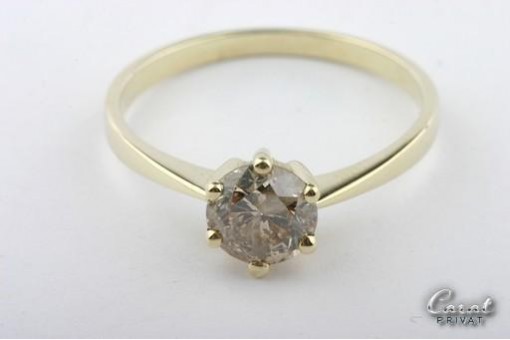 Brillant Diamant Ring Solitär 1ct in aus 585 er Gelbgold Brilliant Farbe Cognac