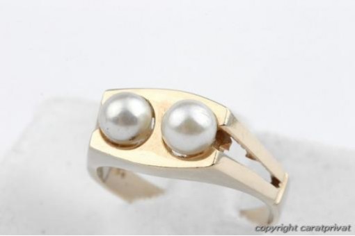 Perlenring Ring Goldring in aus 585 er 14k Gelbgold mit Perle Perlen Perlenringe