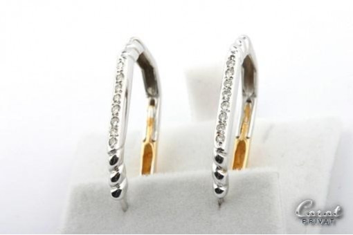 Brillant Diamant Ohrringe 14k 585 er Bicolor Gold Ohrhänger mit Brillanten 2,9cm