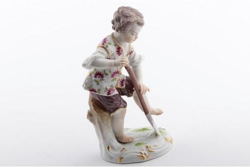 Meissen Figur Gärtnerjunge mit Spaten Knaufzeit 1. Wahl um 1880 Form Nr. 12