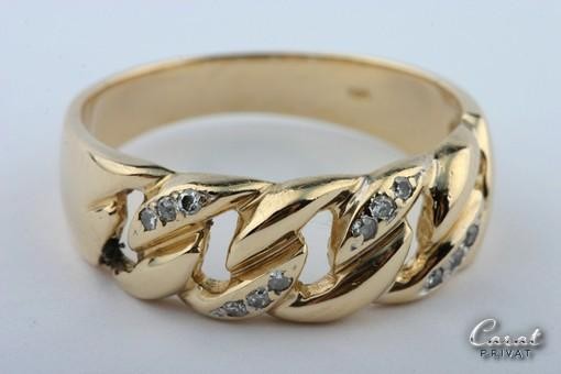 Diamant Brillant Ketten Ring 585 er 14k Gelbgold mit Brillanten Ringgröße Gr55