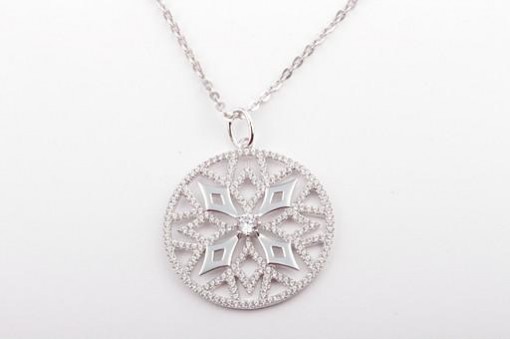 Kette mit Anhänger in aus 925 er Sterling Silber mit Zirkonia silver pendant