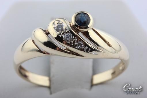 Saphir Ring 333 Gelbgold mit Safir und Zirkonia in Größe Gr58