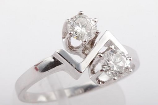 Brillantring Diamantring mit 2 Brillanten 1ct in aus 585 14k Weißgold Größe 63 