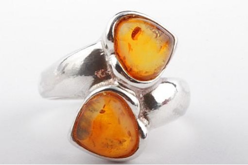 Silberring Ring in aus 925 er Sterling Silber silver mit Bernstein amber Gr57