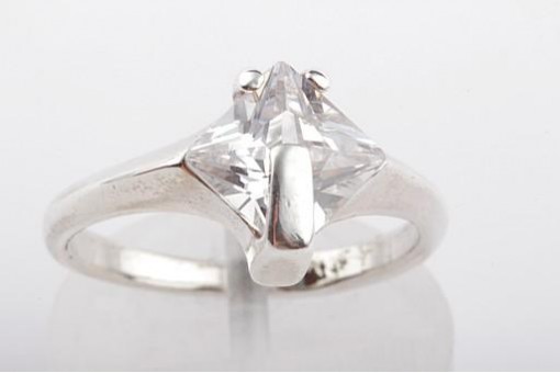 Silberring Ring in aus 800 er Silber mit Zirkonia Solitär 7 x 7mm Quadrat