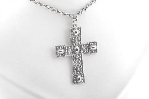 Silberkette mit Kreuz in 925 er Sterling Silber antik Jugendstil Länge 41 cm