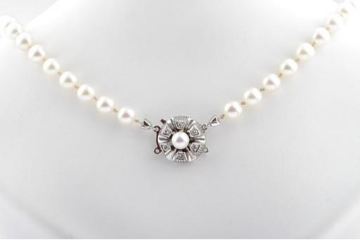 Perlencollier Perlenkette Akyoa Perlen Verschluss 585 Weißgold Länge 45 cm