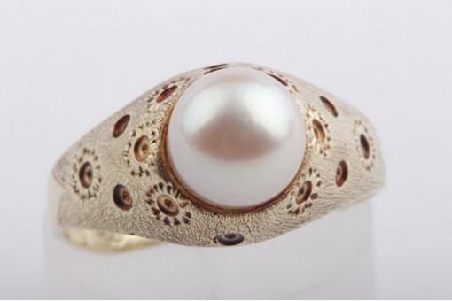 Perlen Ring antik in aus 585 er Gelbgold mit Perle antike Ringe Perlenringe