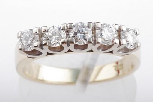 Brillant Diamant Ring 0,90ct 750 Gelbgold mit 5 Brillanten Größe Gr56 17,8mm