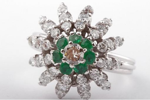 Smaragd Ring mit 1,57ct Diamant Brillanten 750 Weißgold WG Gr56
