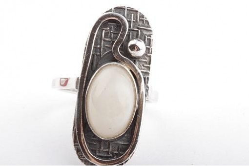 Ring in 800 Silber mit Mondstein antik Jugendstil Ringgröße Gr52 16,6mm