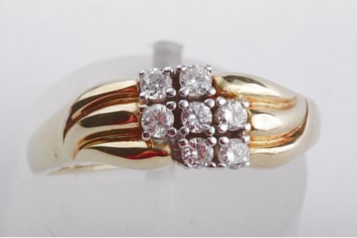 Brillant Diamant Ring 585 14kt Gelbgold 7 Brillanten 0,27ct