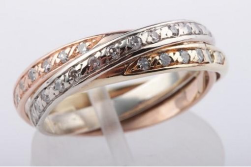 Brillant Diamant Ring in aus 585 er Tricolor Gold mit Brillanten Brillianten  