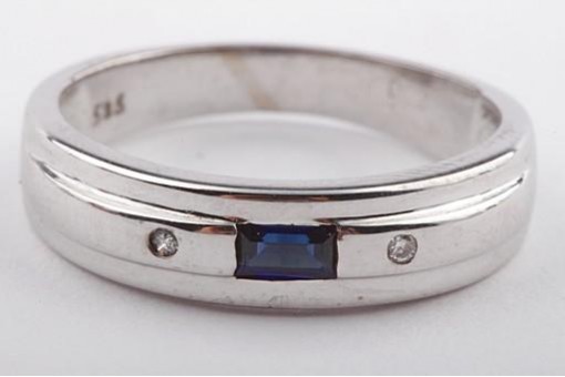 Ring mit Saphir Safir und Brillanten Diamanten aus 585 Weißgold WG Gr53 16,9mm