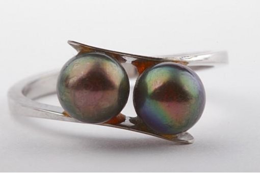 Perlenring in Platin Ring mit 2 Tahiti Perlen Platinringe Gr. 53