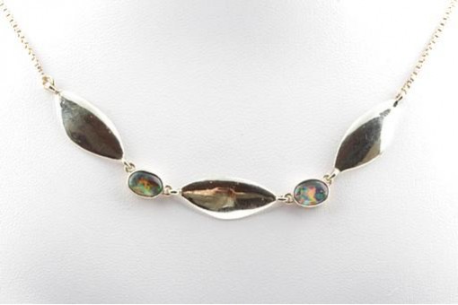 Opal Collier Kette mit 2 Opalen in aus 585 er 14K Gelbgold Länge 39 cm