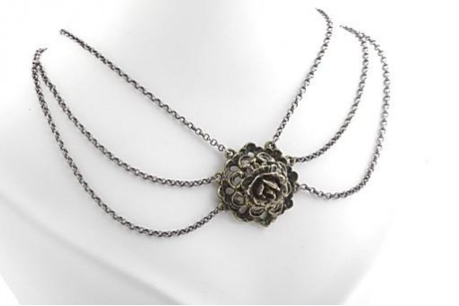 Rosen Kette aus 925er Sterling Silber antike Halskette Länge 42,5 cm	