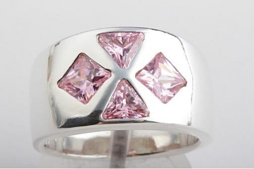 Ring in 925er Sterling Silber mit rosa Stein Silberring 