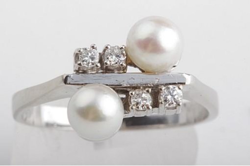 Ring Perlen Brillanten Diamant 585 Weißgold Größe Ringweite 62 19,7mm