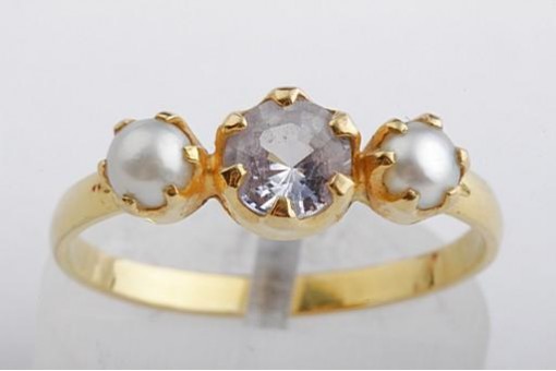 Ring 916 Gold 22kt Zirkonia Perlen 54 17,2mm