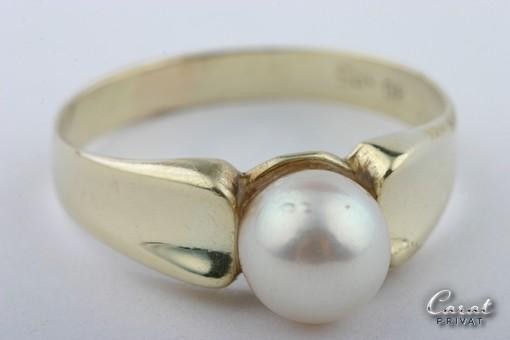 Perlen Ring in 14kt 585 er Gelbgold Perlenringe Ringe mit Akoya Perlen Gr. 53