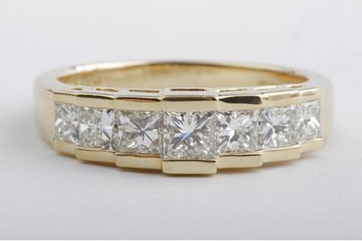 Diamant Ring Prinzess Schliff 1,34ct River D in 750 18K Gelbgold 