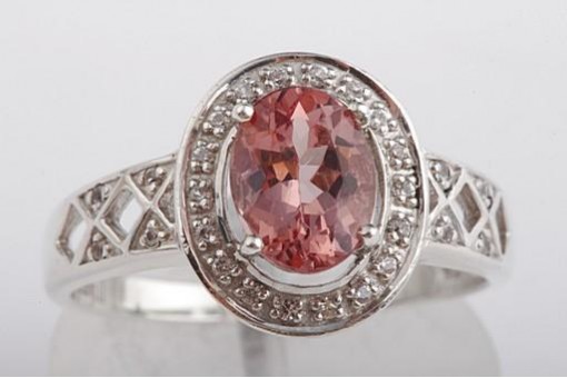 Ring 925 Sterling Silber rosa Stein Zirkonia Solitär mit Akzentsetzung 56