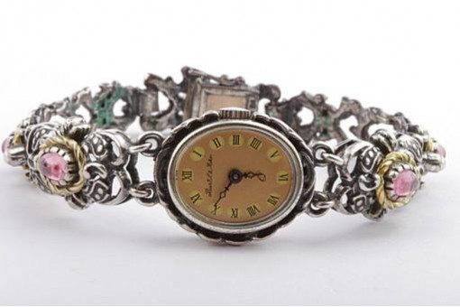 Uhr Armband Amethyste 835 er Silber Länge 16 cm