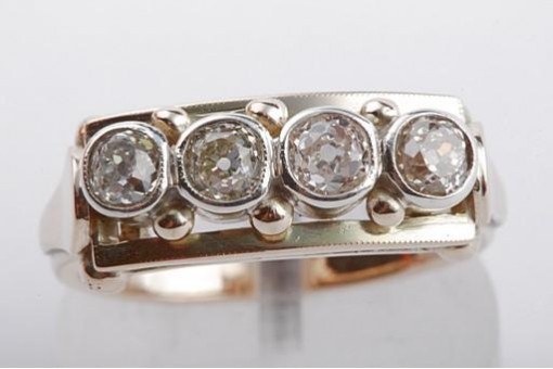 Diamant Ring antik Jugendstil Altschliff 14 Kt. 585 Gelbgold