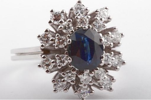 Saphir Brillant Diamant Ring 1ct 1,0ct 585 Weißgold Safir 14 Kt