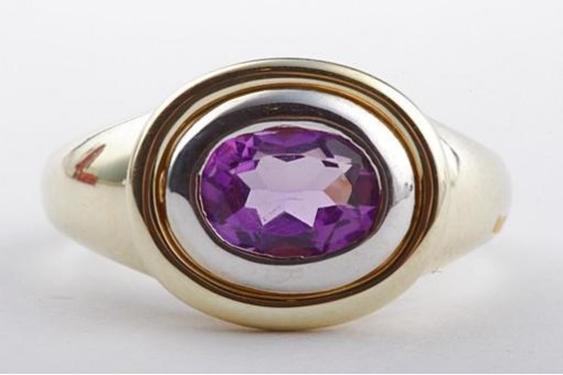 Amethyst Ring 585 Gelbgold Fassung Weißgold Gr54 17,2mm