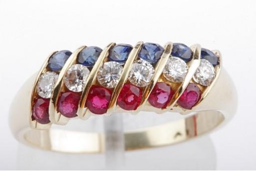 Brillant Diamant Rubin Saphir Ring 750 Gelbgold 18 Kt
