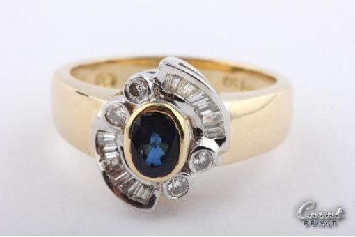Saphir Ring Diamanten Brillanten 750 Gelbgold 18kt Safir