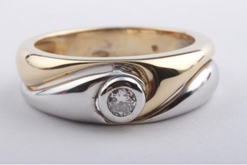 Brillant Diamant Ring 18 Kt 750 er Bicolor Gold Solitär GG WG
