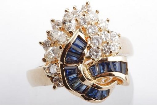 Saphir Brillant Diamant Ring 750 18 kt Gelbgold 1 ct
