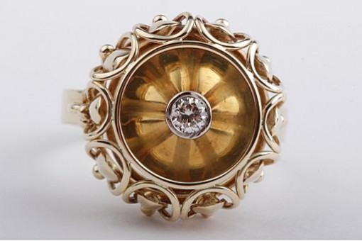 Brillantring Handarbeit mit Diamant 0,10ct Weiß Si Größe 56 17,8mm