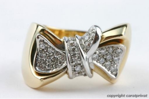 Brillant Diamant Schleifen Ring 750 18kt Bicolor Gold 58 18,5 mm