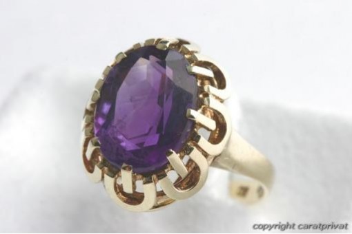 Amethyst Ring 333 er 8kt Gelbgold Gold Gr54