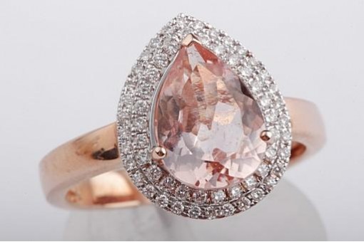 Morganit Ring Brillanten Diamant 585 Rosegold 14K 57 18,1 mm