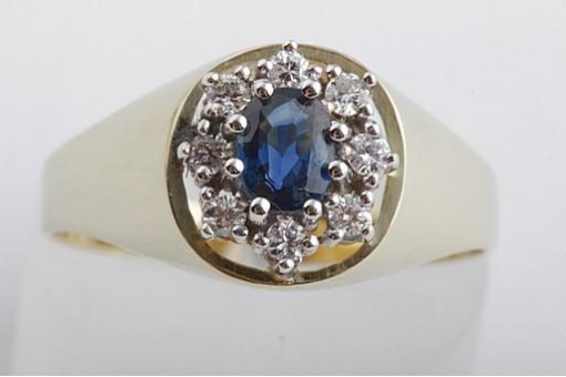 Saphir Brillant Diamant Ring 333 Gelbgold
