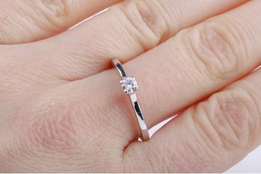 Verlobungs Ring Brillanten Diamant Solitär 0,15ct 750 18K Weißgold 52