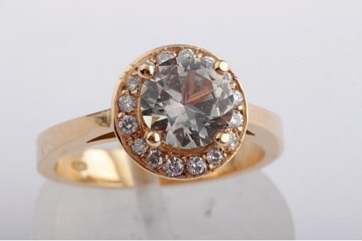 Ring 750 Rosegold 1 brauner Saphir 1,36ct 16 Brillanten Größe 50 15,9mm