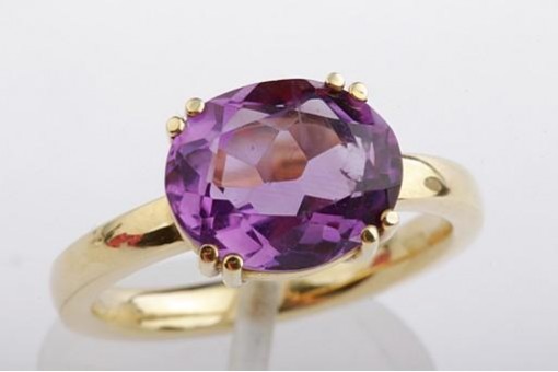 Ring Amethyst 3,65ct 11,2x9,3mm 18K 750 Gelbgold Ringgröße 54 17,2mm 